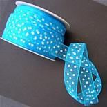 15mm Organza - TURQUOISE WITH WHITE DOTS - 15MM ORGANZA 