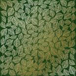 Лист с фольгированием - Golden Leaves mini Green aquarelle