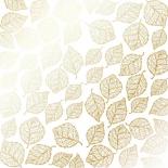 Lapa ar folijas zīmējumu - Golden Delicate Leaves White